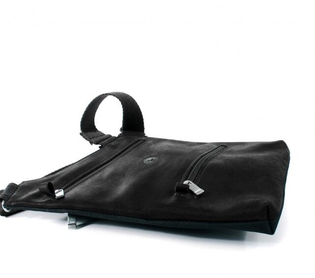 La Guêpe - Petite Maroquinerie - Sacoche bandoulière holster en cuir noir
