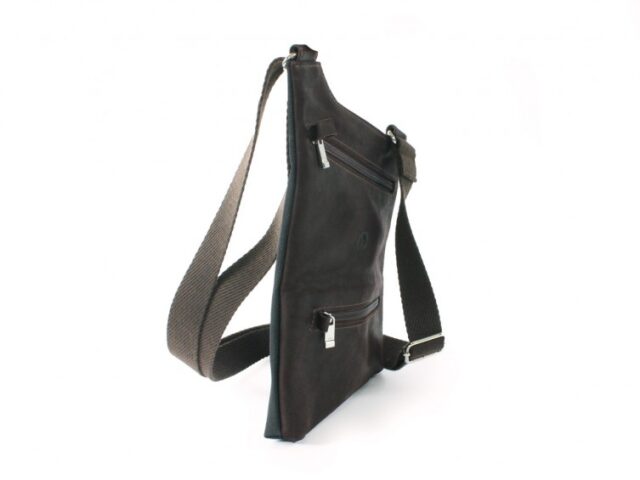 La Guêpe - Petite Maroquinerie - Sacoche bandoulière holster en cuir marron