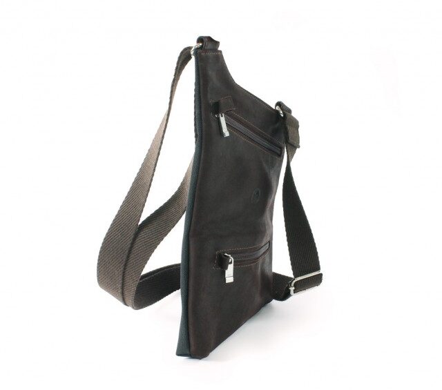 La Guêpe - Petite Maroquinerie - Sacoche bandoulière holster en cuir marron