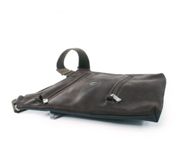 La Guêpe - Petite Maroquinerie - Sacoche bandoulière holster en cuir marron