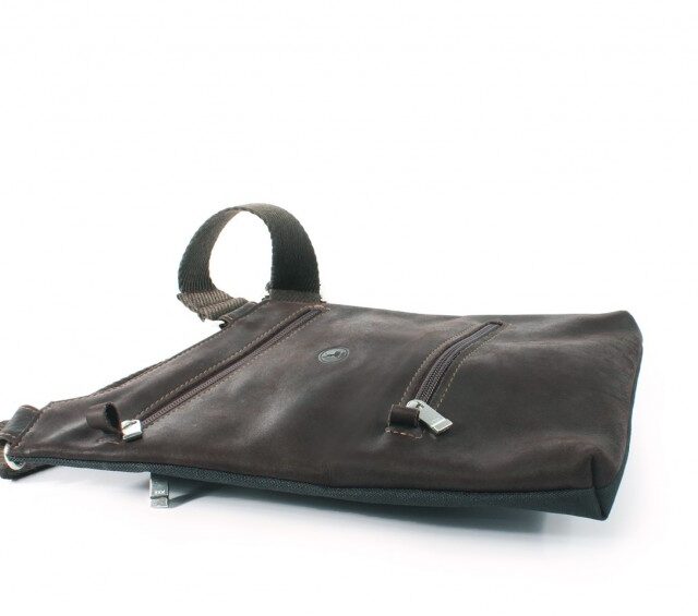 La Guêpe - Petite Maroquinerie - Sacoche bandoulière holster en cuir marron