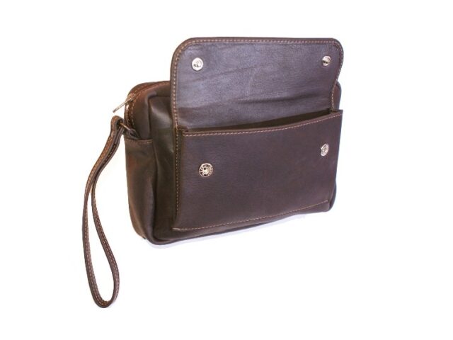 La Guêpe - Petite Maroquinerie - Sacoche homme en cuir marron à main