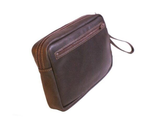 La Guêpe - Petite Maroquinerie - Sacoche homme en cuir marron à main