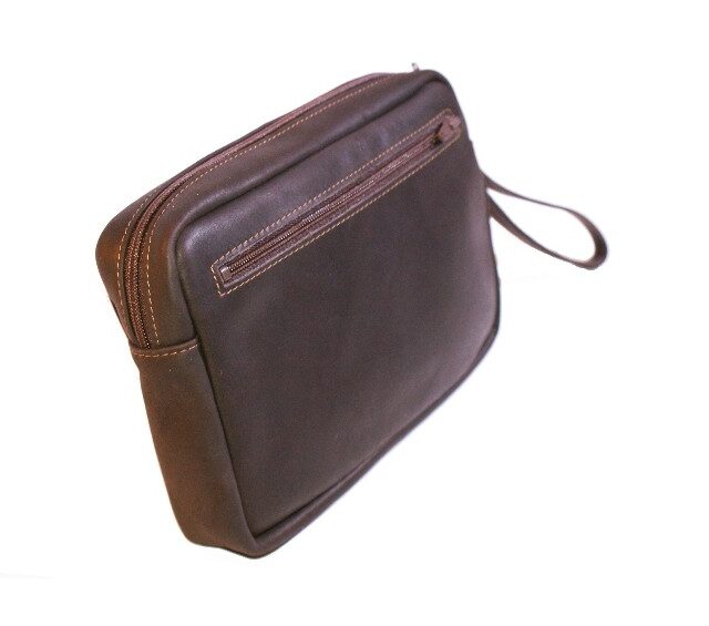 La Guêpe - Petite Maroquinerie - Sacoche homme en cuir marron à main