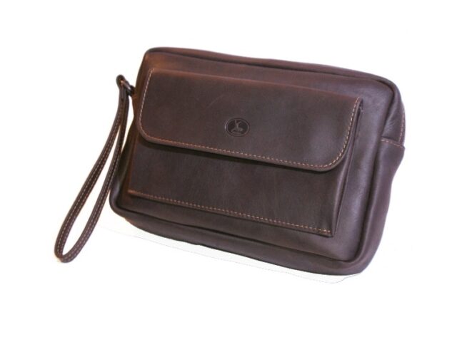 La Guêpe - Petite Maroquinerie - Sacoche homme en cuir marron à main