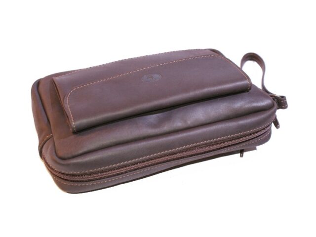 La Guêpe - Petite Maroquinerie - Sacoche homme en cuir marron à main