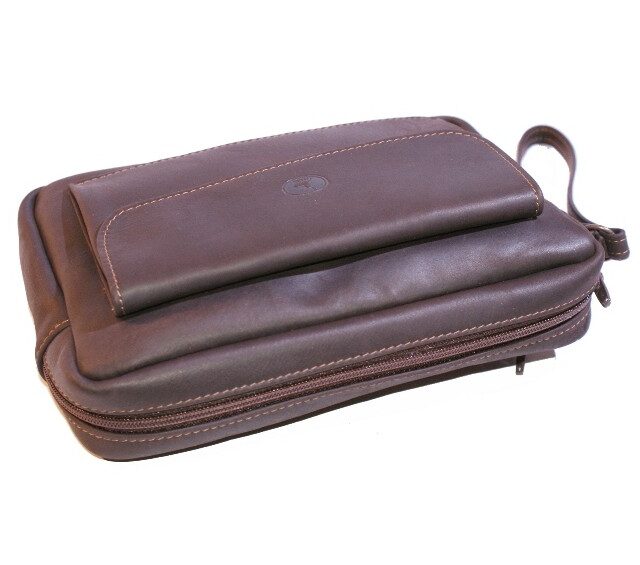 La Guêpe - Petite Maroquinerie - Sacoche homme en cuir marron à main