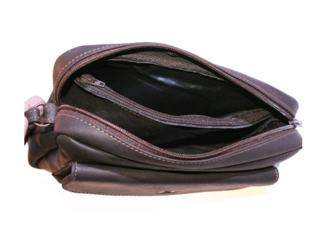 La Guêpe - Petite Maroquinerie - Sacoche homme en cuir marron à main