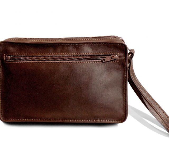 La Guêpe - Petite Maroquinerie - Sacoche homme en cuir gold lisse anse main 863