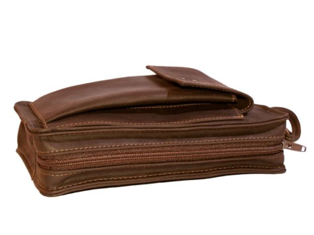 La Guêpe - Petite Maroquinerie - Sacoche homme en cuir gold lisse anse main 863