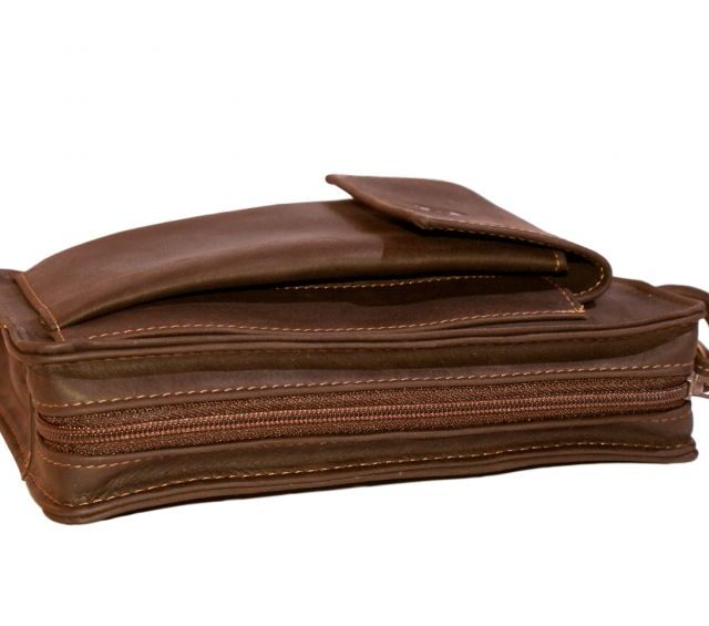 La Guêpe - Petite Maroquinerie - Sacoche homme en cuir gold lisse anse main 863