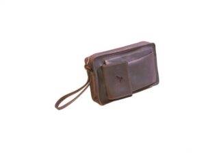 La Guêpe - Sacoche homme en cuir marron lisse anse main 863