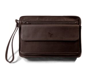 Sacoche en cuir marron avec dragonne par la marque La Guêpe La Guêpe - Sacoche en cuir marron avec dragonne