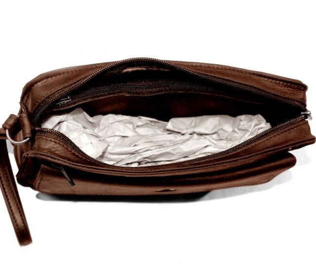 La Guêpe - Petite Maroquinerie - Sacoche en cuir gold avec dragonne