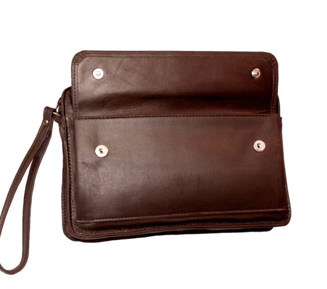 La Guêpe - Petite Maroquinerie - Sacoche en cuir gold avec dragonne