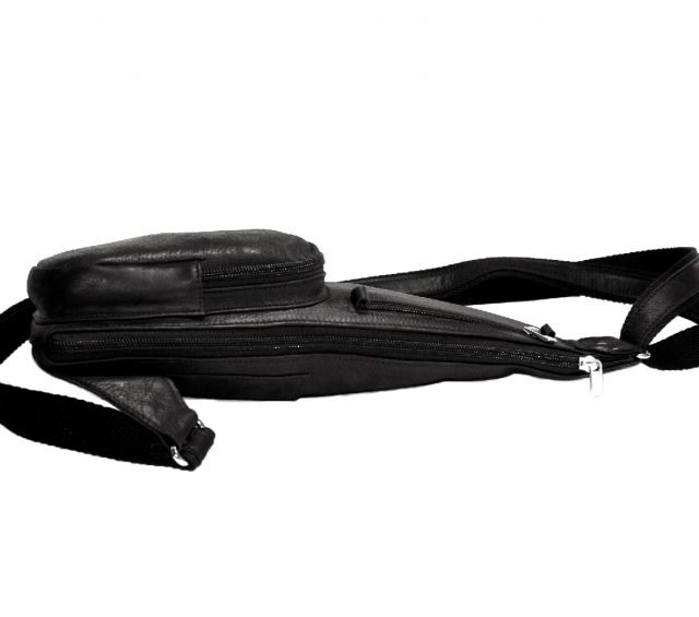 La Guêpe - Petite Maroquinerie - Sacoche en cuir noir