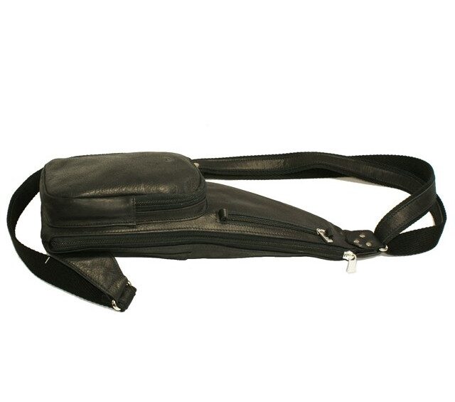 La Guêpe - Petite Maroquinerie - Sacoche en cuir noir