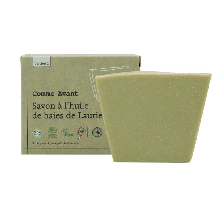 Comme Avant - Savon Solide Bio - Peaux imperfections - Purifiant et Apaisant - Visage & Corps - à l'Huile de Baies de Laurier