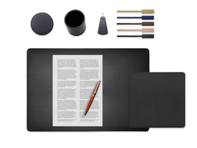 LAVOISIER Maroquinier - Set de bureau noir – SM500-50×34 – TS500 – PC500 – SV500 – P-clé triangle – 5x tags