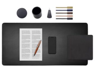 LAVOISIER Maroquinier - Set de bureau noir – SM500-80×40 – TS500 – PC500 – SV500 – P-clé triangle – 5x tags