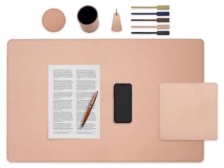 LAVOISIER Maroquinier - Set de bureau rose – SM500-80×50 – TS500 – PC500 – SV500 – P-clé triangle – 5x tags