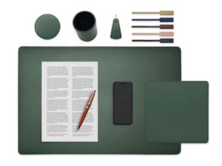 LAVOISIER Maroquinier - Set de bureau vert – SM500-60×40 – TS500 – PC500 – SV500 – P-clé triangle – 5x tags