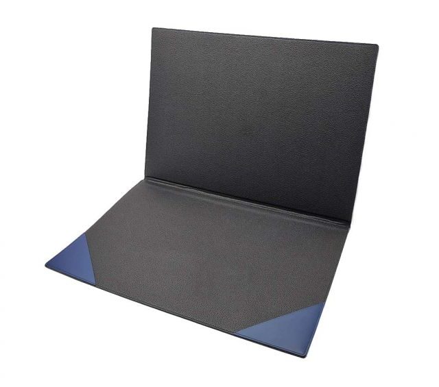 Lavoisier Maroquinier - Sous-main à rabat 50x35 cm en cuir bleu cobalt