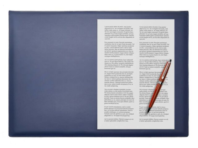 LAVOISIER Maroquinier - Sous-main à rabat 50×35 cm en cuir bleu cobalt