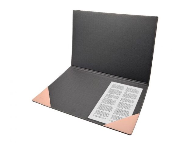 Lavoisier Maroquinier - Sous-main à rabat 50x35 cm en cuir rose