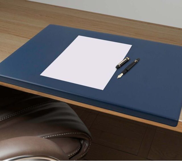 Lavoisier Maroquinier - Sous-main à rebord 60cm en cuir bleu - SM600-60