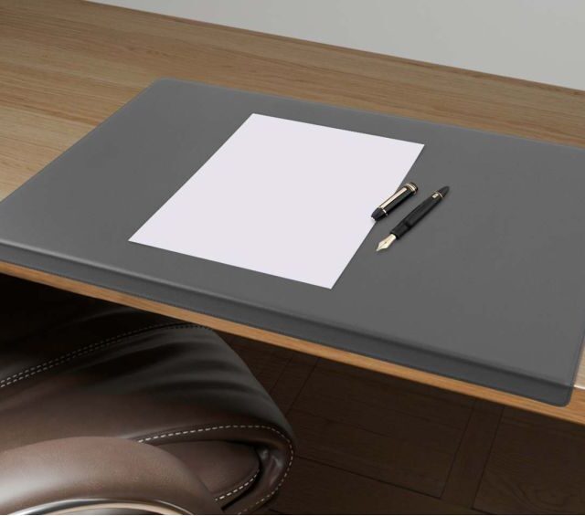 Lavoisier Maroquinier - Sous-main à rebord 60cm en cuir gris - SM600-60