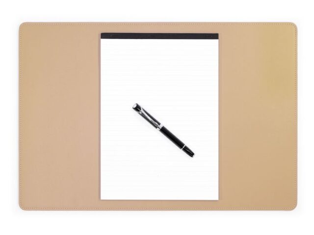 Lavoisier Maroquinier - Sous-main en cuir beige café latte - 50x34 cm