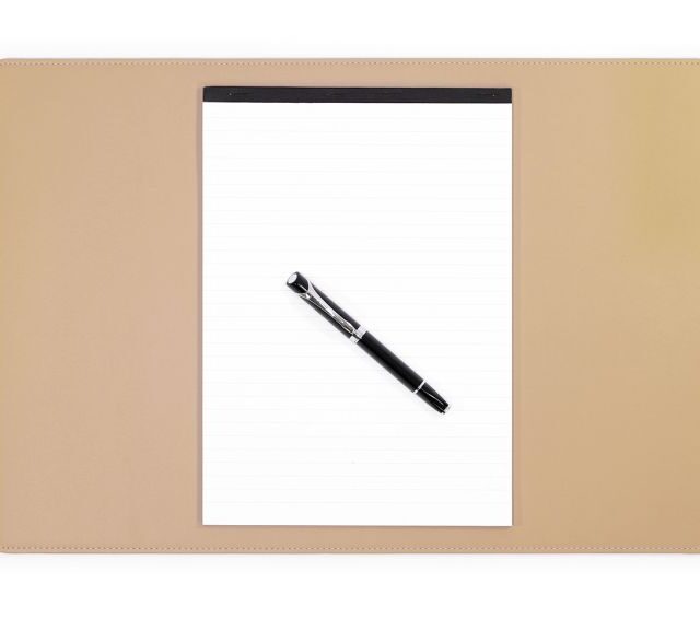 Lavoisier Maroquinier - Sous-main en cuir beige café latte - 50x34 cm