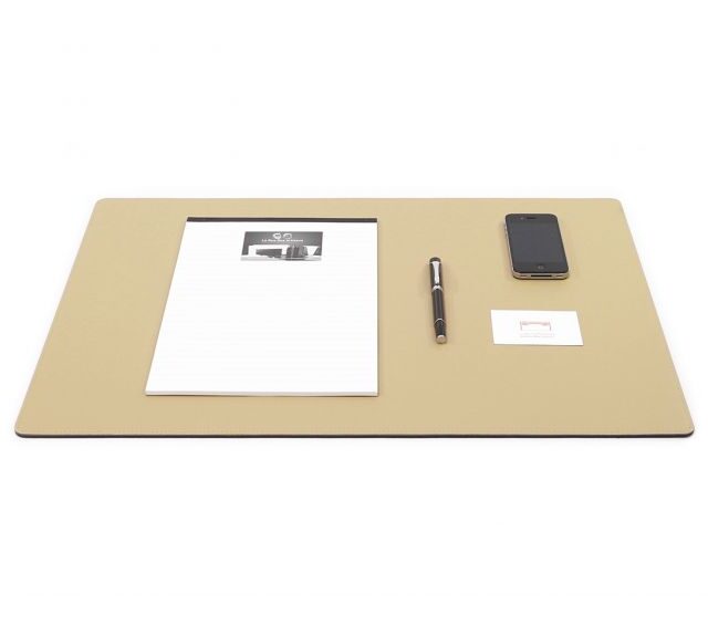 Lavoisier Maroquinier - Sous-main en cuir beige café latte - 60x40 cm