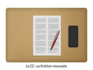 LAVOISIER Maroquinier - Sous-main en cuir beige café latte “Premium” – 60×40 cm
