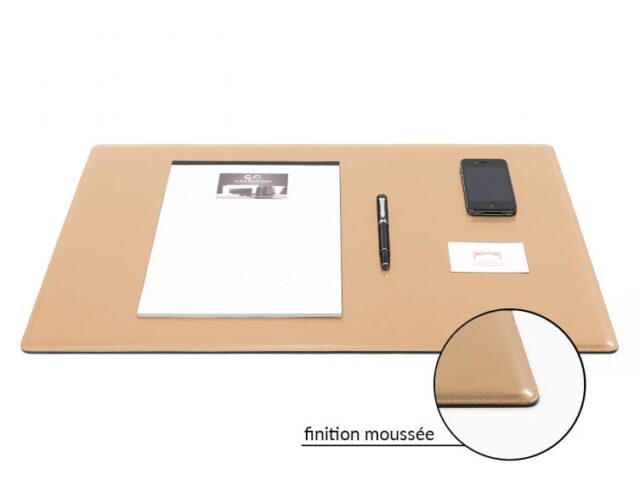 Lavoisier Maroquinier - Sous-main en cuir beige café latte "Premium" - 60x40 cm