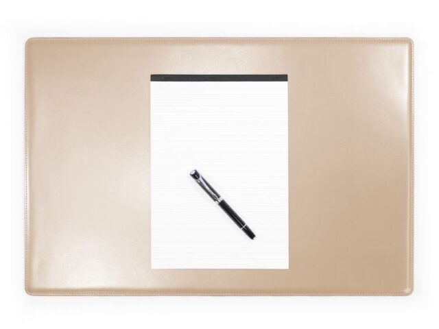 Lavoisier Maroquinier - Sous-main en cuir beige café latte "Premium" - 60x40 cm