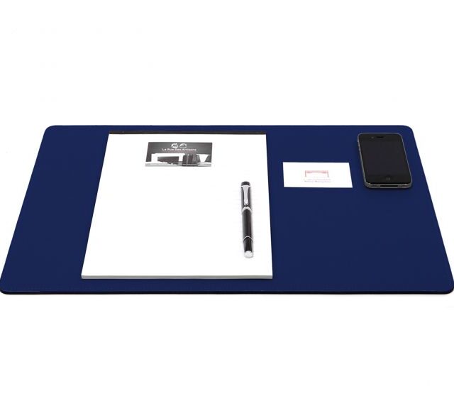 Lavoisier Maroquinier - Sous-main en cuir bleu cobalt - 50x34 cm