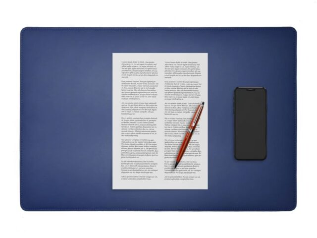 LAVOISIER Maroquinier - Sous-main en cuir bleu cobalt – 60×40 cm