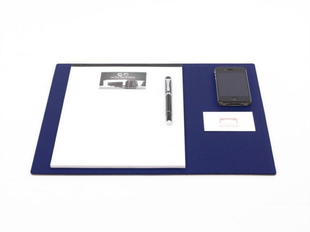 Lavoisier Maroquinier - Sous-main en cuir bleu cobalt - mini - 38x32 cm