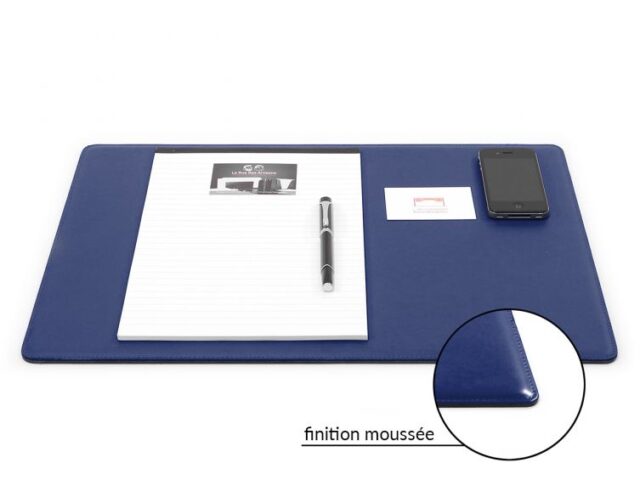 Lavoisier Maroquinier - Sous-main en cuir bleu cobalt "Premium" - 50x34 cm