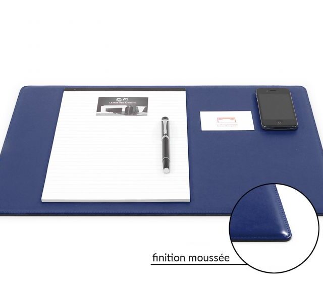 Lavoisier Maroquinier - Sous-main en cuir bleu cobalt "Premium" - 50x34 cm