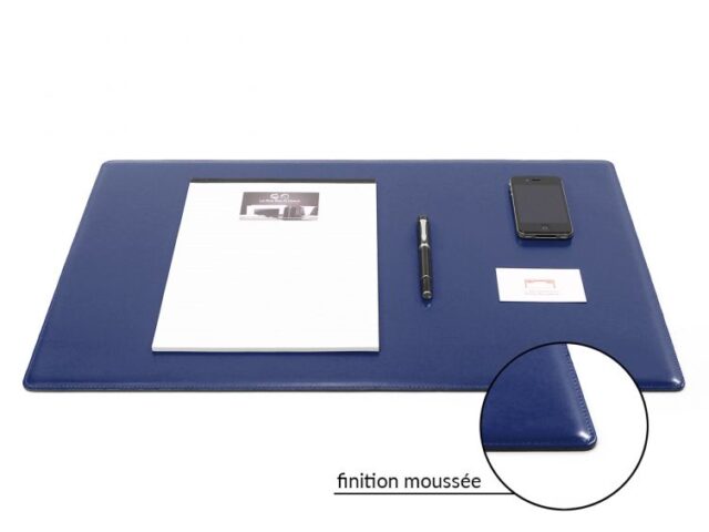 Lavoisier Maroquinier - Sous-main en cuir bleu cobalt "Premium" - 60x40 cm