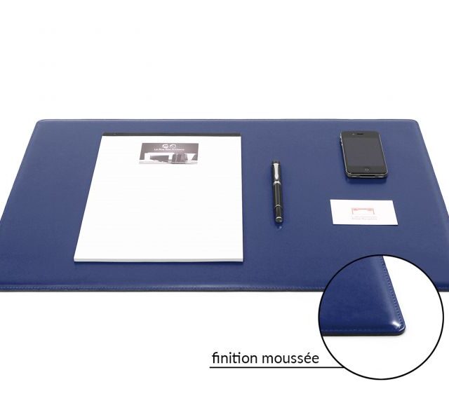 Lavoisier Maroquinier - Sous-main en cuir bleu cobalt "Premium" - 60x40 cm