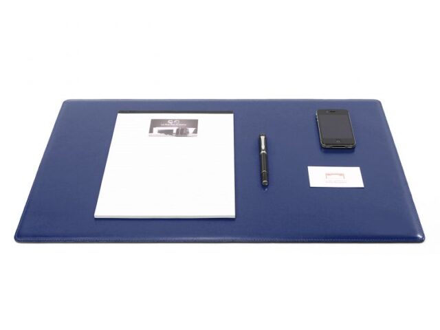 Lavoisier Maroquinier - Sous-main en cuir bleu cobalt "Premium" - 60x40 cm