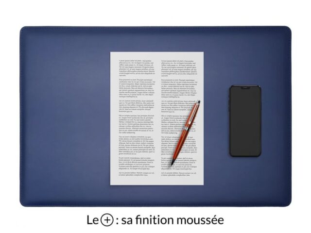 LAVOISIER Maroquinier - Sous-main en cuir bleu cobalt “Premium” – 60×40 cm