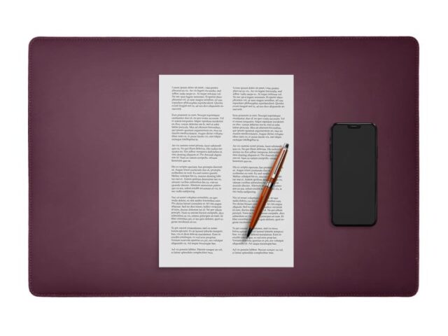 LAVOISIER Maroquinier - Sous-main en cuir bordeaux – 60×40 cm