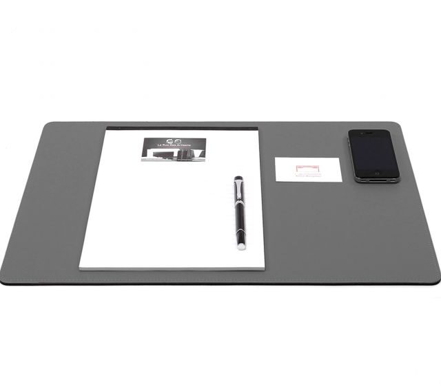 Lavoisier Maroquinier - Sous-main en cuir gris fer - 50x34 cm