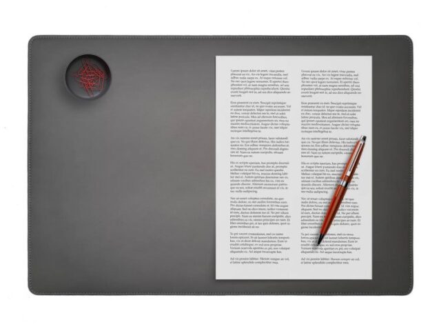 LAVOISIER Maroquinier - Sous-main en cuir gris fer – 50×34 cm