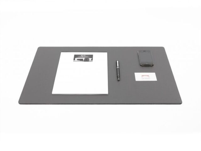 Lavoisier Maroquinier - Sous-main en cuir gris fer - 60x40 cm